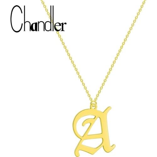 Chandler New Minimalist Gold Rose Gold Color 26 A-Z Letter Name Initial Necklaces For Women 45cm Tiny Old Letter Collars