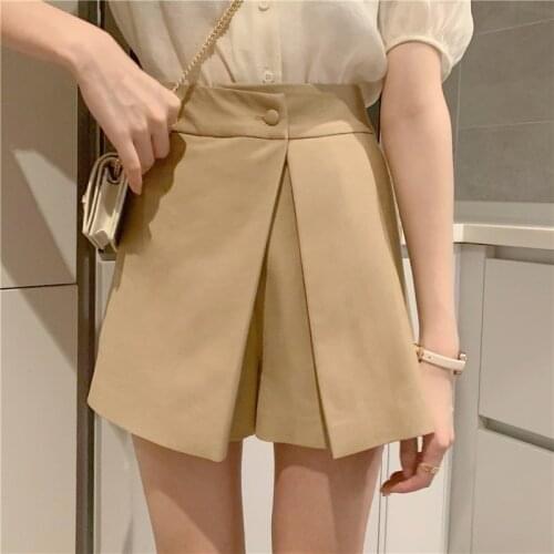 CX 2021 New Summer Women Fashion Suit Shorts High Waist Wide Leg Casual Shorts Loose Western Style Joker Show Thin Wet Shorts