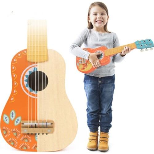 Childrens Guitar Wooden Chameleon Pattern Guitar for Children and Beginners Family Practice with ABS Hand Guard