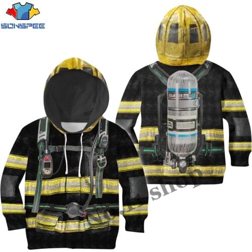 FireFighter Firemen Fire Hero Harajuku Children Tracksuit Kids Cosplay Costume 3D Print Boys Hoodie/Sweatshirt/Jacket/ Pullover