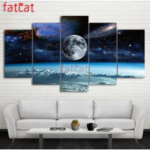 FATCAT Planet natural scenery 5 Panel Diy Diamond Painting Full Square Round Drill Diamond Embroidery Sale Decoration AE2477