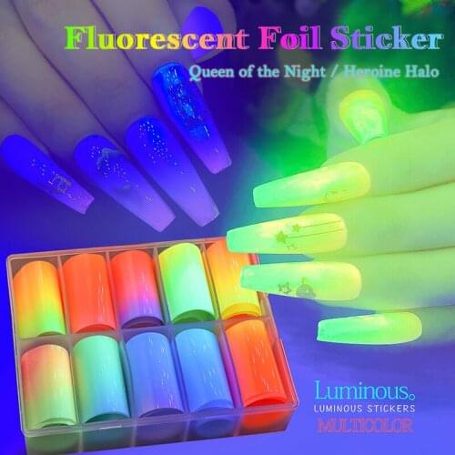 Fluorescence Nail Foil Stickers Set Marble Flower Butterfly Design Transfer Decal Sliders For Nail Art Decorations Accessories