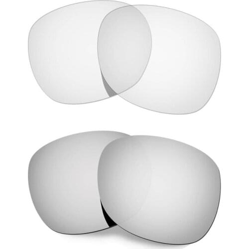 HKUCO For Garage Rock Sunglasses Replacement Polarized Lenses 2 Pairs - Silver&Transparent