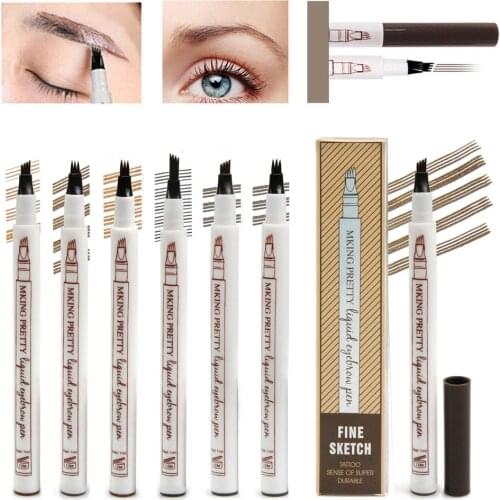Natural 3D Microblading Tattoo Eyebrow Ink Fork Tip Pen Eyebrow Makeup Pencil Pen Long Lasting Waterproof Easy to use Cosmetics
