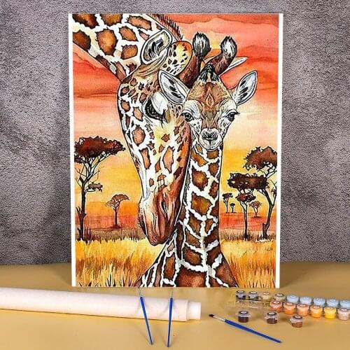Animal Giraffe Painting By Numbers Set Oil Paints 40*50 Paiting By Numbers Handmade For Children Wall Art For Wholesale
