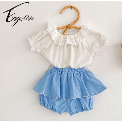 Engepapa Summer Newborn Baby Girls Clothes Sets Cotton Short Sleeve T-shirt + Shorts Toddler Baby Girls Clothing Suit