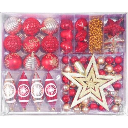 Christmas Tree Ornaments Set 74 PCS Shatterproof Christmas Balls Stars Pendant Decorations for Hotel Restaurant Mall