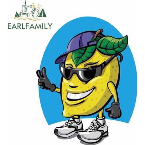 EARLFAMILY 13cm x 10.2cm for Lemon Character Camper Truck Decal Personality Creative Car Sticker Fashion Occlusion Scratch Decor