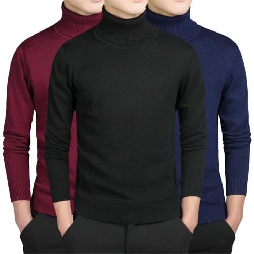 Solid Turtleneck Men Sweater Casual Pullovers Autumn Fashion Style Sweater Solid Slim Korea Style Fit Knitwear Long Sleeve Coat