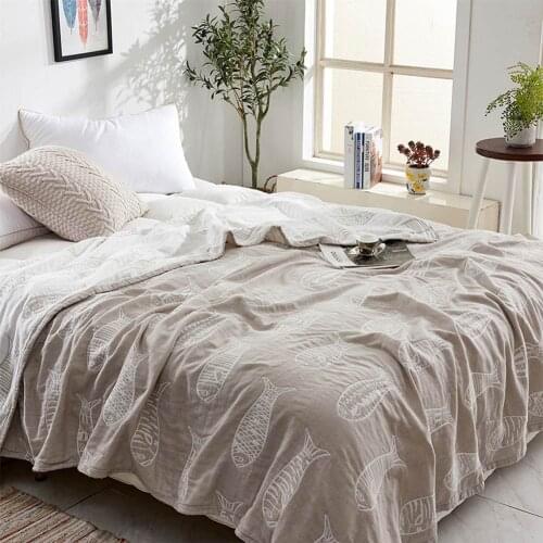 Papa&Mima Gauze Cotton Towel Blankets Jacquard Thin Throws