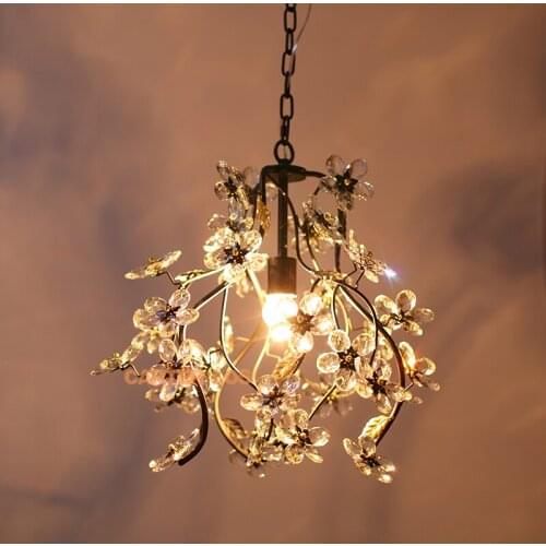 Hallway pink crystal flower lamp Chandelier for dining room Restaurant Balcony Bar Bedroom pink chandelier E14 Led Lamparas