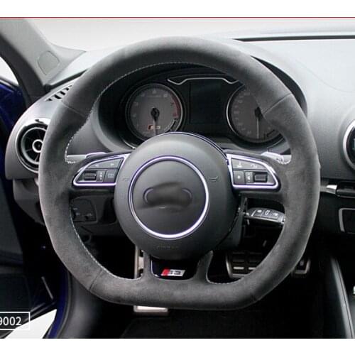 Real Alcantara Audi suede hand-sewn steering wheel cover Fit for A4L Q5 A6L A5 A3 Q7 A8L Automotive interior Grip Cover