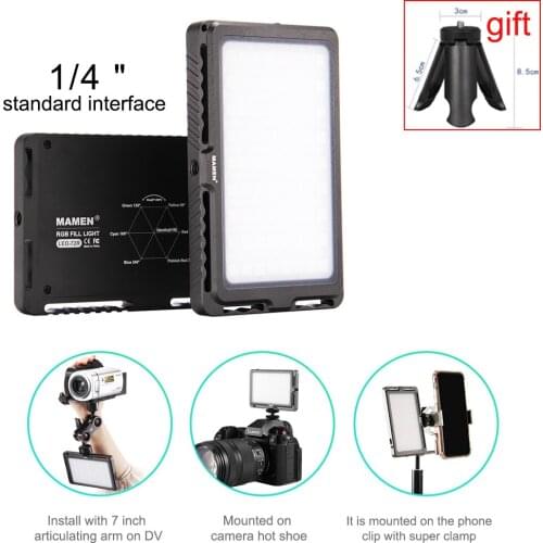 MAMEN RGB Dimmable 72 Leds Portable LED Video Light lamp for DSLR Camera Photo Studio Photography Pocke Fill Lighting 4000mAh