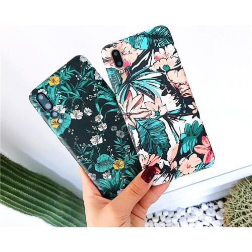 Relief Matte Cover for Huawei P20 P20 Pro Lite Nova 3e 3 Case Flower Pattern Leaves Hard Cover for Huawei P20Pro P20Lite Bumper