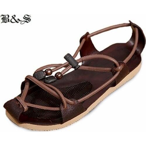 Black& Street NEW cross strap cow leather beach sandals high quality Weave cover toe summer Shoes personalize sandals