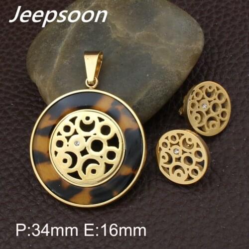 Silver color and gold color Wholesale Fashion Stainless Steel Jewelry Sets Pendants And Earrings For WomenSBJFCEBE