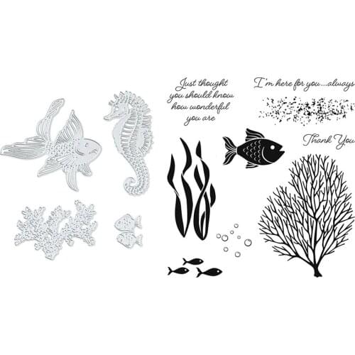 Sea Horse Grass Fish Metal Cutting Die Seal Stamp Stencil Animal Photo Album Decorative Embossing DIY Carving Paper Card