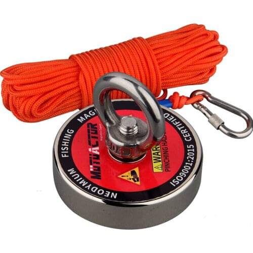 200Kg Strong Neodymium Permanent N52 Magnet Power Fishing Magnets Design Magnet with 20m Rope Magnetic Material Lifting Magnet