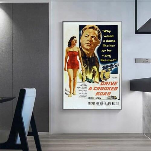 V0412 Drive a Crooked Road Vintage Classic Movie Wall Silk Cloth HD Poster Art Home Decoration Gift