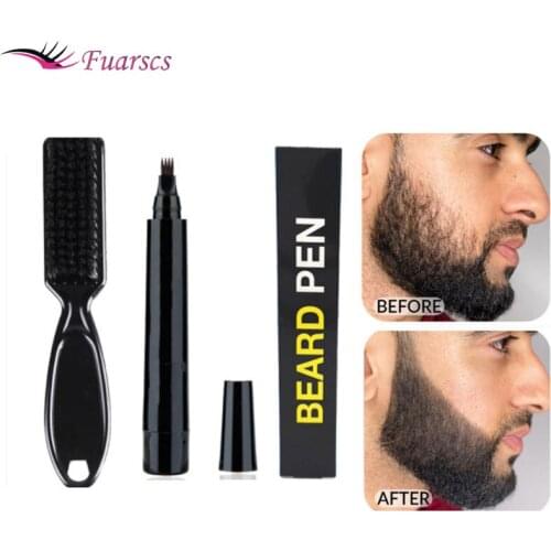 Waterproof Beard Pen Beard Filler Pencil And Brush Beard Enhancer Lasting Repair Moustache Coloring Shaping Tools Hair Pencil