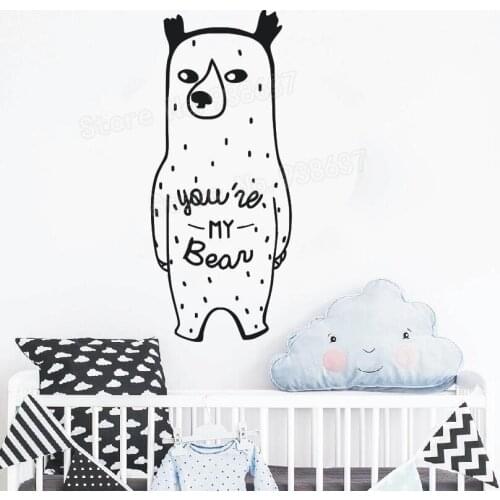 You Are My Bear Romantic Wall Sticker Decor Vinyl Decal Mural Nursery Wall Decals Child Room Removable Ornament Wallpaper JW243