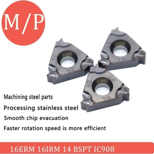 High Quality 10PCS 16ERM 16IRM 14 BSPT IC908 Turning Tools 16ER Machining Cnc Carbide Inserts Thread Blade