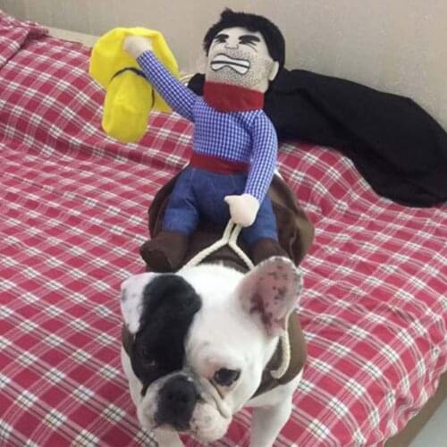 Winter Warm Dog Clothes Funny Cat Clothes For Small Medium Pet Dogs Cats Suit Dog Coat Jacket Clothes Cowboy Rider Style Clothes