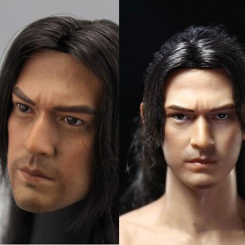 1/6 Scale Takeshi Kaneshiro Long Hair Head Sculpture with Bearded/No Bearded Version Model Fit 12" Action Figure Model Toy
