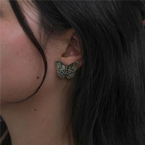 1 Pair Bohemian Cute Women Gold Butterfly Stud Earrings Party Earring Lady Vintage Jewelry Clothing Accessories