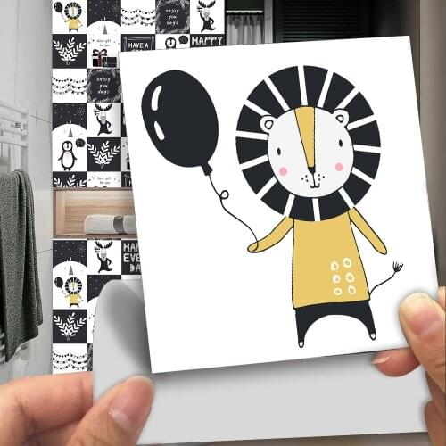 10 Pcs Nordic Style Cartoon Animals PVC Door Stickers DIY Renew Wall Sticker Living Room Decor Home Decoration Accessories