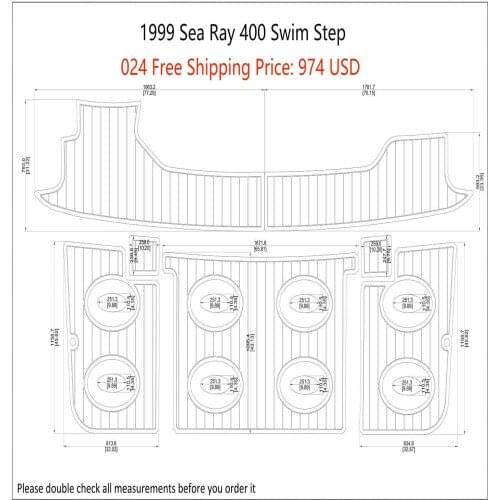 1999 SeaRay 400 Swim Step Pad Boat EVA Teak Decking 1/4" 6mm
