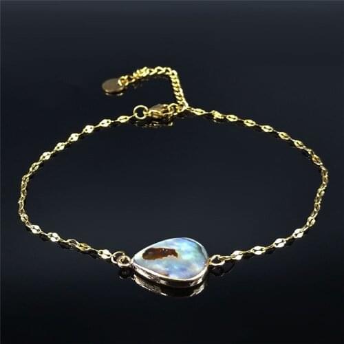 2021 Fashion Water Drop Shell Stainless Steel Foot Chain for Women Gold Color Barefoot Sandals Jewelry pulseras conchas AX04