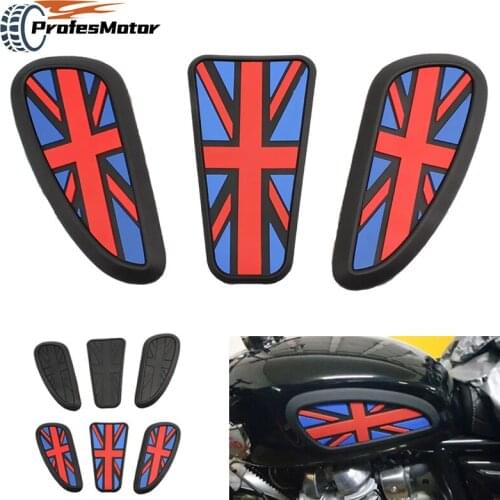 3D Retro Motorcycle Cafe Racer Gas Fuel Tank Rubber Sticker Protector Side Tank Knee Grip Pad Grip Decal Sticker Universal