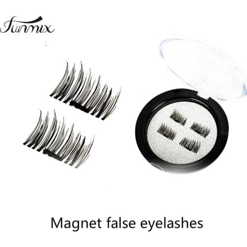 Professional Reusable 3D Single Magnetic Eyelashes Natural No Glue Fake False Eye Lashes Extension Handmade 4PCS