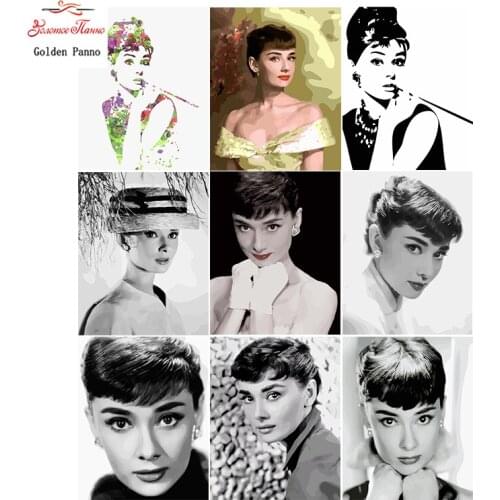 Golden panno,Full,DIY Diamond Embroidery,5D,Diamond Painting,Cross Stitch,3D,Diamond,Christmas,Needlework,wall,Audrey Hepburn011