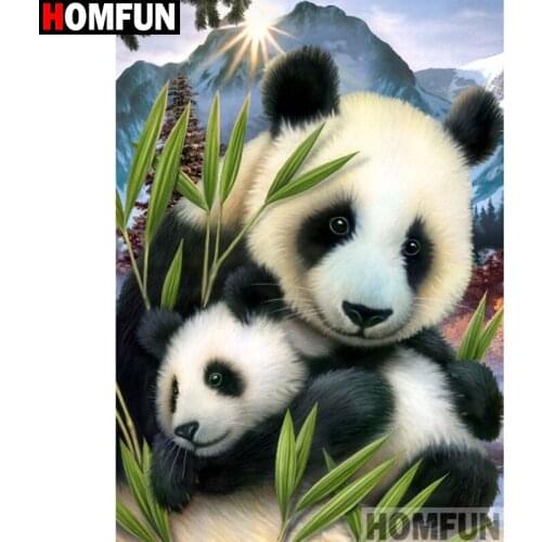HOMFUN Full Square/Round Drill 5D DIY Diamond Painting "Animal panda" 3D Embroidery Cross Stitch 5D Home Decor Gift A13283