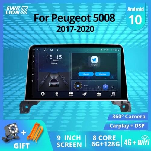 2DIN Android10 Car Radio For Peugeot 5008 4008 3008 2017-2020 Stereo Receiver GPS Navigation DSP Bluetooth Player Auto Radio IGO