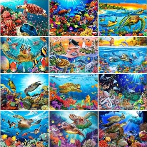 AZQSD Full Square Diamond Painting Turtle Picture Of Rhinestones Diamond Embroidery Animals Mosaic Home Decoration Needlework