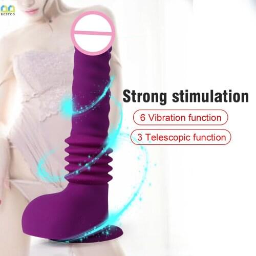 Bestco G Spot Telescopic Penis Vibrator Wireless Remote Contol Vagina Clit Massager Dildo Stimulate Clitoris Sex Toys For Women