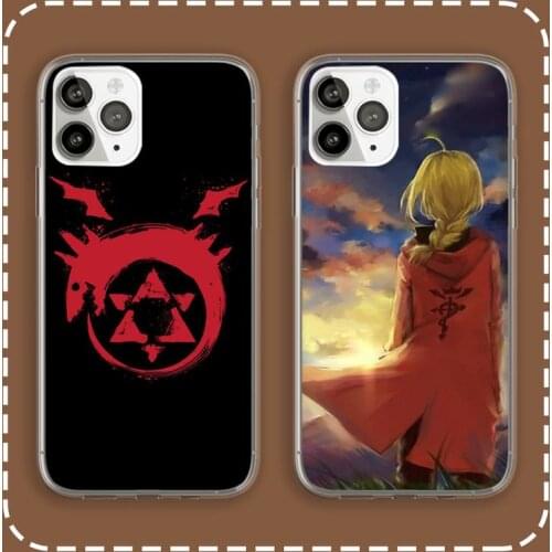 Fullmetal Alchemist FMA Brotherhood Phone Case Transparent for iPhone 6 7 8 11 12 s mini pro X XS XR MAX Plus cover funda shell