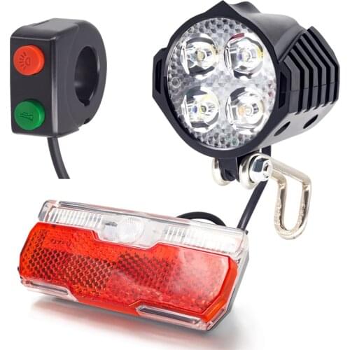 70 Lux Ebike headlight and rear light set Electric bike front light with horn work voltage 18V 24V 36V 48V e bike light