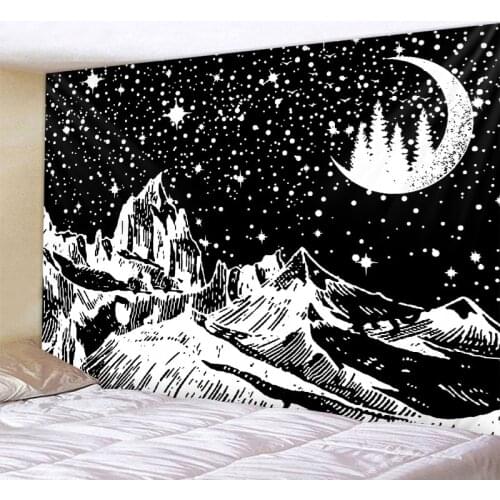 Linear Mountain Sun Moon Tapestry Mandala Tapestry Wall Mounted Bohemian Gypsy Psychedelic Witchcraft Tapestry Home Decor