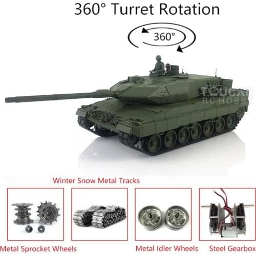 Heng Long 1/16 TK7.0 RC Remote Control Tank Panzer Leopard2A6 Car 3889 W/ 360° Turret IR Combat Metal Tracks Idlers TH19266-SMT4