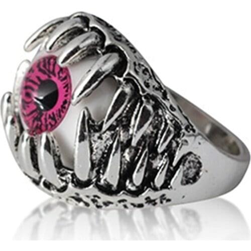 J188 Vintage Evil Eye Skull Mens Ring Alloy Devil Eyeball Halloween Party Props Men Jewelry