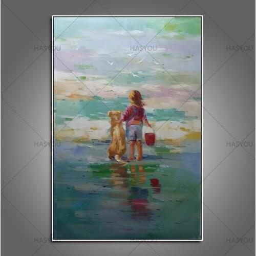 Cheap oil painting Artist Handmade beach sea landscape Oil Painting Modern Abstract Pop Oil Painting For Living Room Decoration