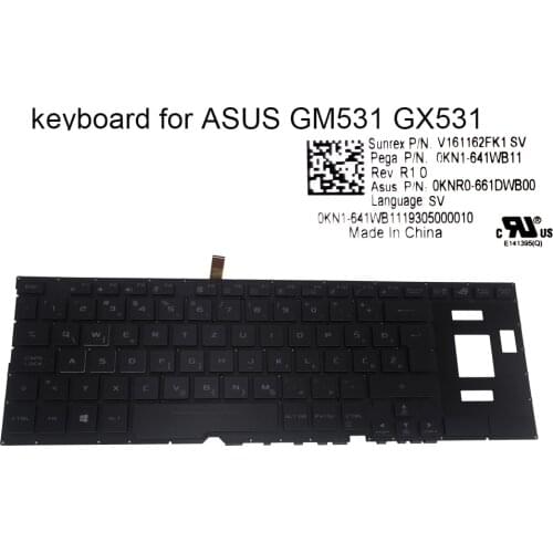 WB SV Croatian laptop keyboard backlit for Asus Zephyrus S GX531GM GX531GX GX531GXR 0KNR0 661DCB00 computers keyboards black New
