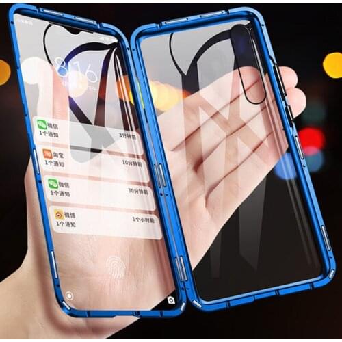 Magnetic Adsorption Metal Phone Case For Samsung Galaxy A7 A8 A9 2018 A40 A50 A60 A70 S10 Plus Glass Cases S8 S9 Note 8 9 Fundas