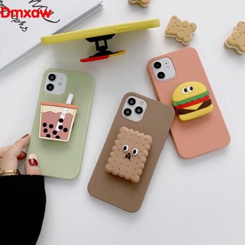 Cute Carton Food Holder Case For Samsung Galaxy S21 S20 Note 20 Ultra Plus FE A01 M01 Core A71 A51 4G M31 Soft TPU Cover