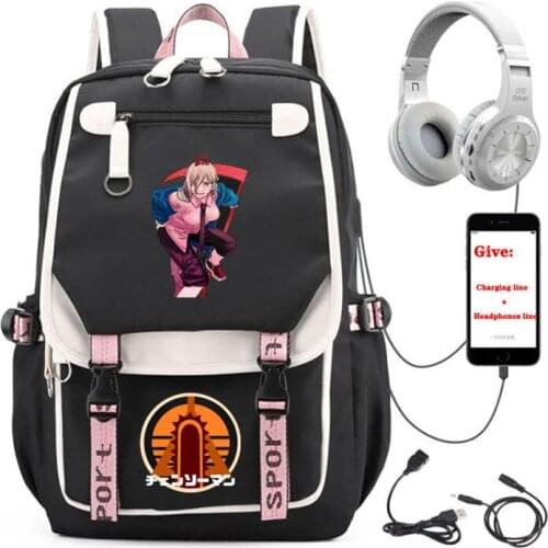 Chainsaw Man Backpacks Power Shoulder Bags Cosplay Black School Bag Satchel Bag Book bag Fashion Bags Cartoon Anime Backpack