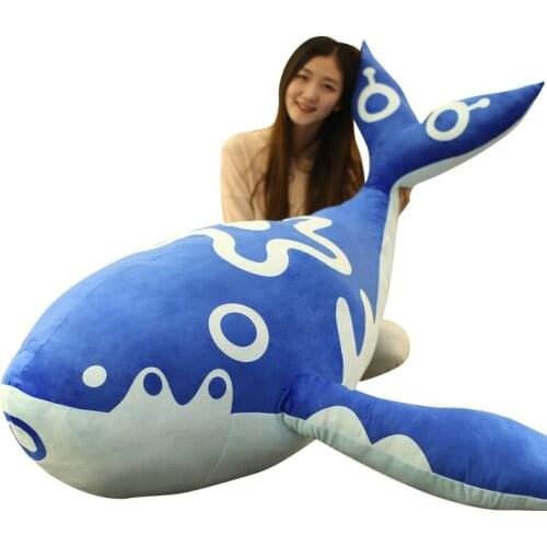 Dorimytrader Jumbo Soft Animal Blue Fish Plush Toy Giant Stuffed Cartoon Carp Pillow Doll for Children Gift 140cm 160cm DY61426